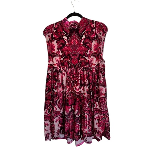Free people All the Time Burnout Velvet Bohemian Floral Mini Party Dress New - Picture 2 of 9